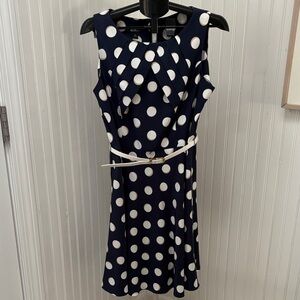 Retro Navy and White Polka Dot Dress